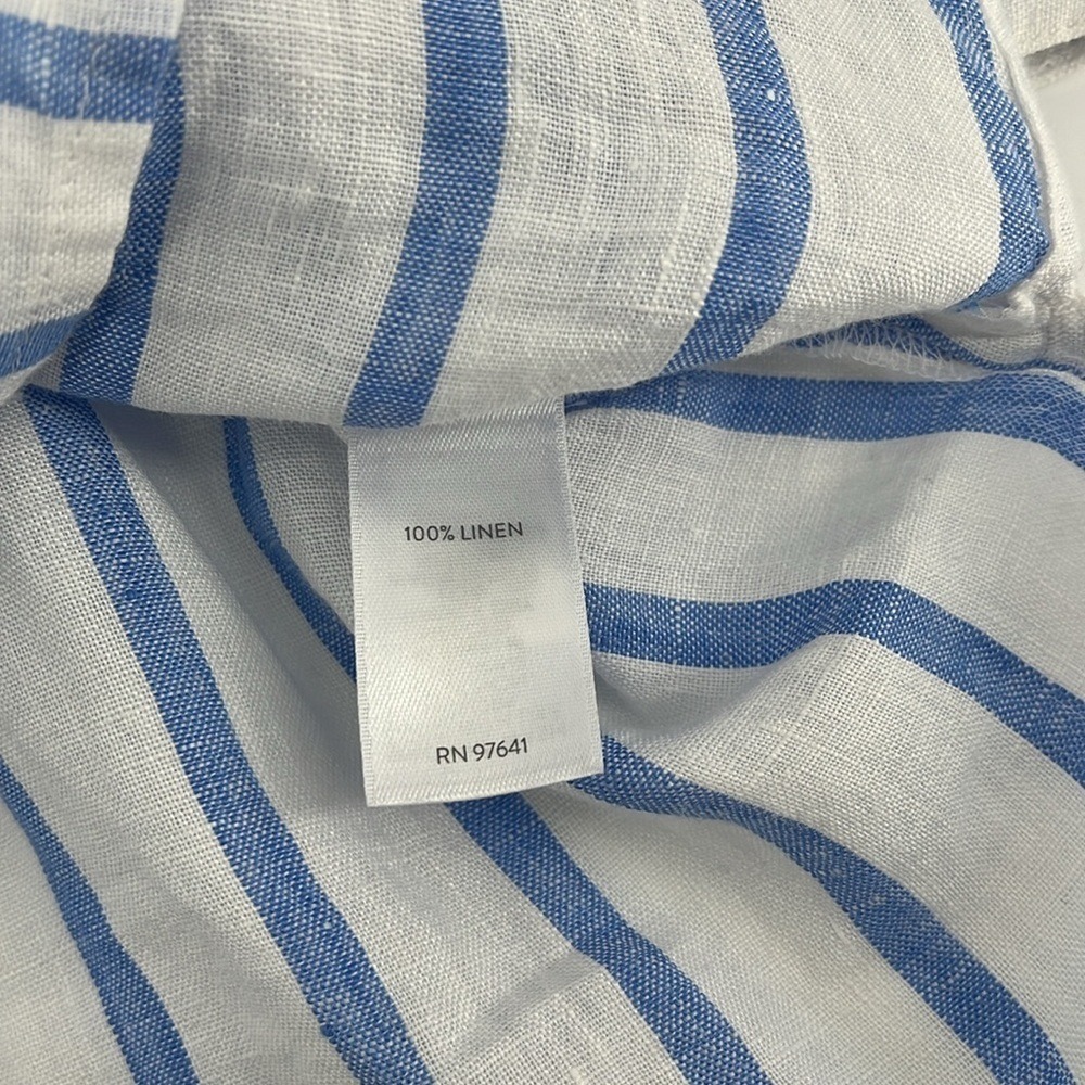 NEW J JILL Love Linen Blue/White Stripe 100% Linen Button Down Shirt Size XS - Picture 9 of 10